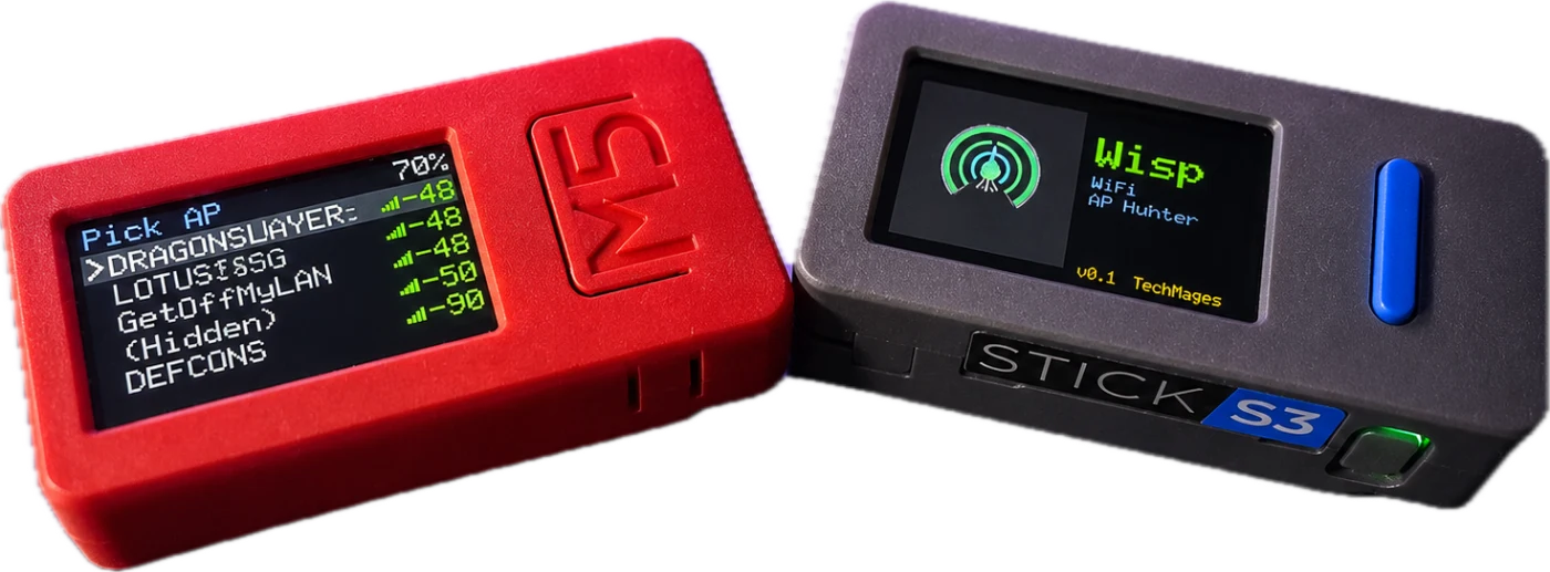 Wisp — battery ESP32 Wi-Fi fox-hunt handhelds